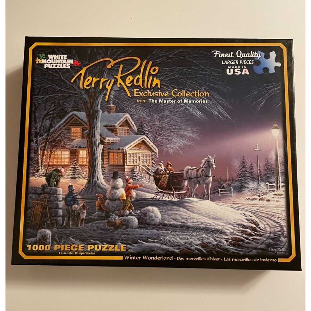White Mountain Terry Redlin Winter Wonderland Jigsaw Puzzle Christmas Holiday